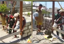 Babinsa Koramil 04 Rainis Bantu Rehabilitasi RTLH Talaud