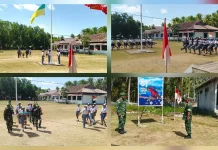 Jelang HUT RI ke-81, TNI Gembleng Paskibraka SMK Damau Geladi Bersih