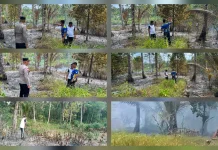 Kebakaran Lahan 1 Hektar di Aminti Melonguane Berhasil Dipadamkan Polisi-Warga