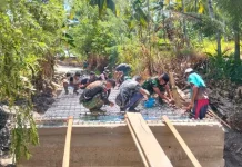 Karya Bakti Kodim Talaud Genjot Pembangunan Jembatan Bulude