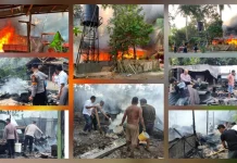 Kebakaran Gudang di Kiama Talaud, Polisi dan Warga Bahu-Membahu Padamkan Api