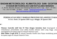 BMKG: Waspada Angin Kencang Melanda Sejumlah Wilayah Sulut Selama Sepekan