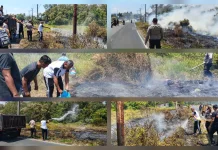 Polsek Beo Padamkan Kebakaran Lahan di Pantai BBC akibat Kelalaian