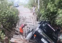 Jembatan Ihik–Birang Ambruk, Kecamatan Damau Siapkan Kerja Bakti