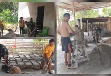 Babinsa Koramil Essang Bantu Warga Desa Banada Bikin Batu Bata
