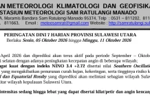 Talaud Berpotensi Hujan Sedang hingga Lebat pada Pekan ini