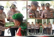 Polsek Rainis Kejutan Kue Ulang Tahun untuk Koramil di HUT TNI Ke-81
