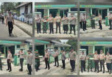 Polsek Lirung Beri Kejutan Kue Ulang Tahun di HUT TNI Ke-81