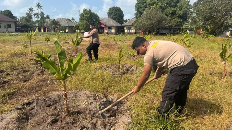 Polisi Rawat Kebun Pisang Dukung Ketahanan Pangan Nasional