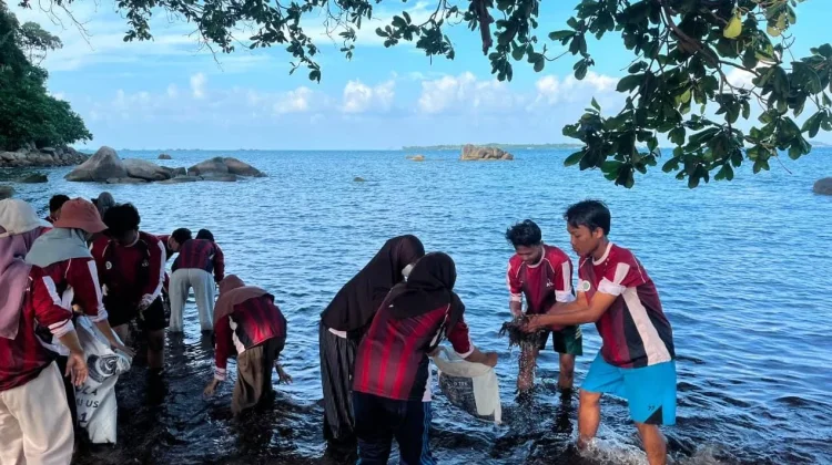 Mahasiswa KKN STAIN SAR Kepri dan Lamun Warrior Gelar Aksi Konservasi Lamun