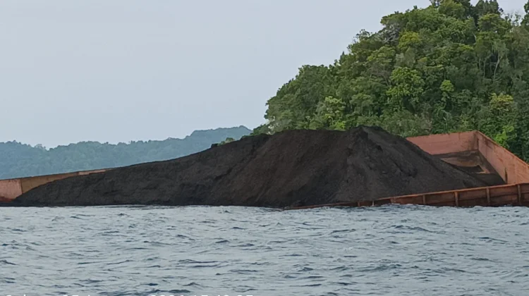 Tongkang Bermuatan Batu Bara Miring di Perairan Pulau Dedap, Dikandaskan