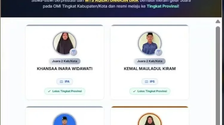 Empat Siswa MTs Aqidatunnajin Tembus OMI Tingkat Provinsi