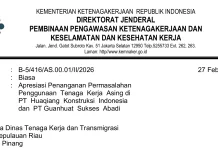 Apresiasi Ditjen Binwasnaker K3 atas Penindakan TKA Ilegal di Kepulauan Riau