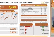 Inflasi Bulanan Kepri pada Bulan Maret Sebesar 0,43 Persen