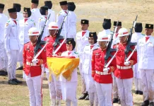 24 Paskibraka Lingga Sukses Kibarkan Merah Putih