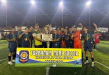 Tim Setda Bintan Juara Satu Mini Soccer Kasatpol PP Bintan Pertama