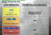 Malinau dan Nunukan Berpotensi Terjadi Cuaca Ektstrem