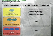 Waspada Potensi Cuaca Ekstrem di Kalimantan Utara Esok Hari