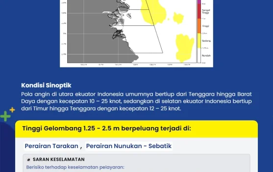 Tinggi Gelombang hingga 2,5 Meter Berpotensi Terjadi di Perairan Kaltara