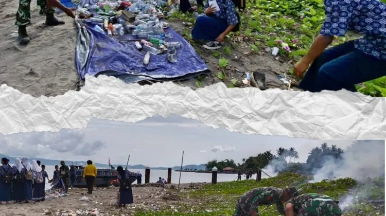 Danramil Pimpin Aksi Bersih  Pantai di Sofifi