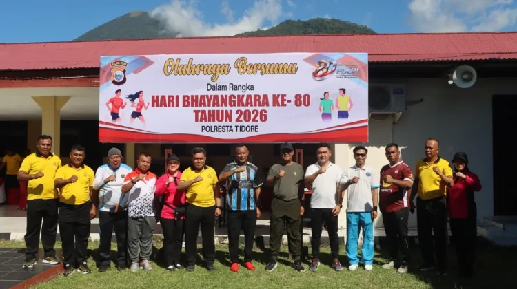 Sambut Hari Bhayangkara, Polresta Tidore Gelar Olahraga Bersama