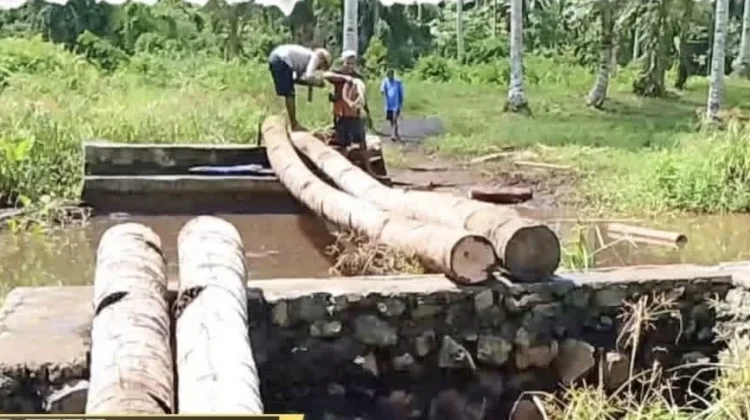 Babinsa Tobelo Barat Inisiasi Pembangunan Jembatan Bersama Masyarakat Desa