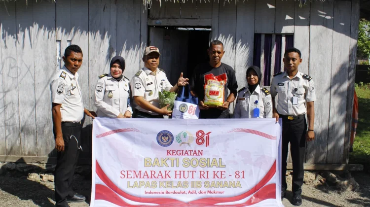 Semarak HUT ke-81 RI, Lapas Sanana Salurkan Paket Sembako Kepada Warga