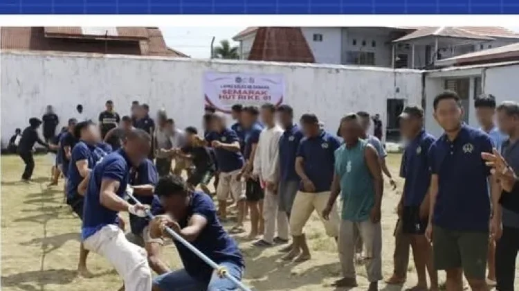 Tarik Tambang Semarakkan HUT Ke-81 RI di Lapas Sanana