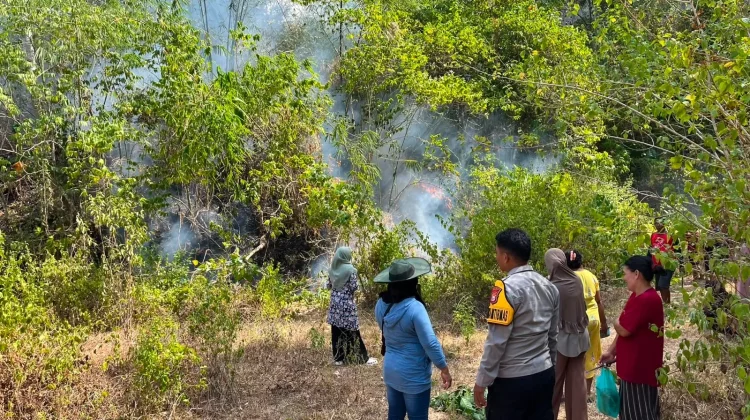 Akses Jalan Sulit, Warga Padamkan Kebakaran Lahan