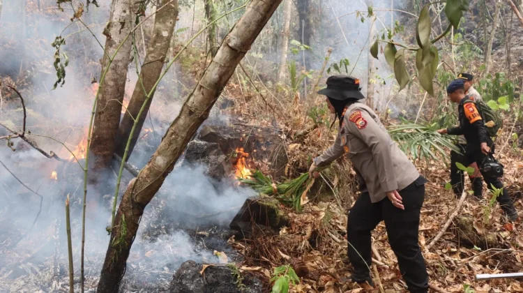Kapolres Ternate Pimpin Pemadaman Karhutla di Kelurahan Tubo