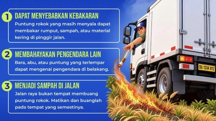 Ditlantas Maluku Utara Ingatkan Bahaya Puntung Rokok Selama Musim Kemarau