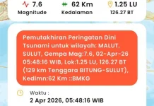 Gempa M 7,6 Guncang Bitung, Getaran Kuat Terasa hingga Maluku Utara