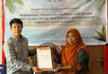 Manfaatkan Air Hujan, PkM-Unkhair Terapkan Teknologi Filtrasi di SMPN 10 Ternate