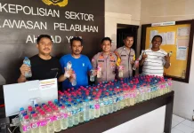 Polsek KP3 Ternate Gagalkan Penyelundupan Ratusan Botol Miras Tradisional
