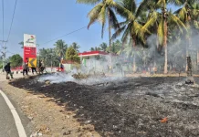 Personel Morotai Respon Kebakaran Dekat SPBU Gotalamo