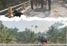 Kodim 1505/Tidore dan Warga Kebaskan Pengecoran Pagar Jembatan Garuda Haltim