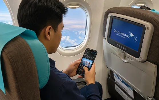 Garuda Indonesia Uji Internet Berkecepatan Tinggi di Pesawat, Ditargetkan 2027