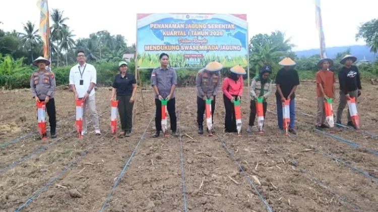 Tanam Jagung Serentak di Kampal, Polres Dukung Ketahanan Pangan