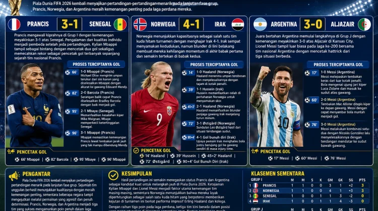 Mbappé dan Messi Bersinar, Prancis-Argentina Menang