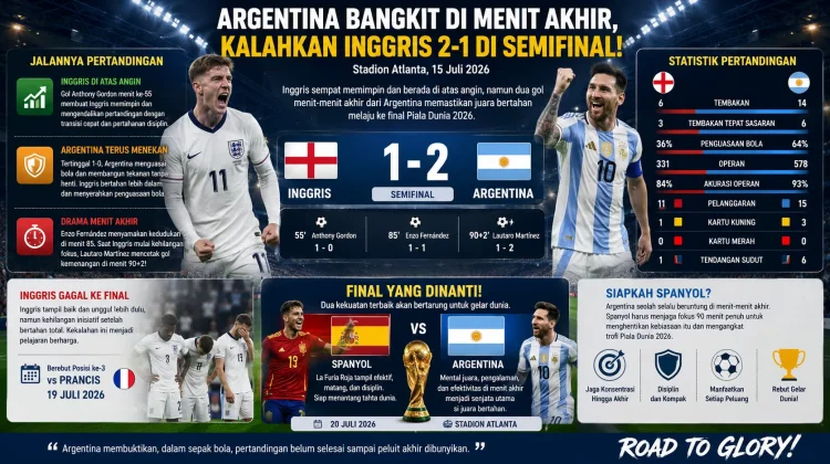 Argentina Bangkit, Taklukkan Inggris dan Melaju ke Final