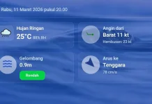 Prakiraan Cuaca 12 Maret 2026: Hujan Ringan di Tolitoli