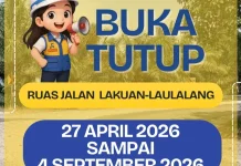 Buka Tutup Jalan Lakuan Laulalang Pengendara dihimbau Waspada