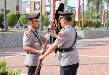 Polda Sulteng Gelar Serah Terima Pataka Wira Dharma Brata Kepemimpinan Baru