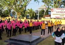 Bhayangkari Tolitoli Gelar Senam Sambut HUT Bhayangkara ke-80