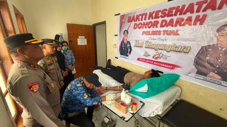 Hari Bhayangkara Ke-80, Polres Tual Gelar Bakti Kesehatan Donor Darah