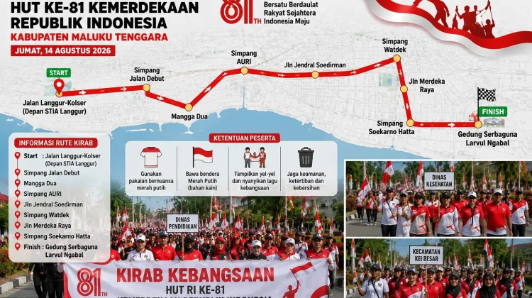 Pemkab Maluku Tenggara Gelar Kirab Kebangsaan Semarakkan HUT RI ke-81