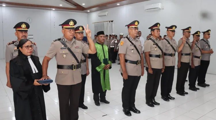 Kapolres Tual Pimpin Upacara Serah Terima Jabatan dan Pengukuhan Pejabat Baru