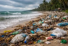 Musim Barat Picu Penumpukan Sampah di Pesisir Pantai