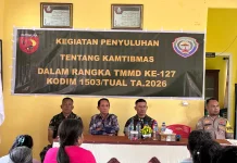 Satgas TMMD Ke-127 Kodim 1503/Tual Gelar Penyuluhan Kamtibmas di Desa Wangel