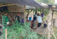 Koramil 1503-03/Dobo Imbau Warga Cegah Kebakaran Hutan saat Berkebun